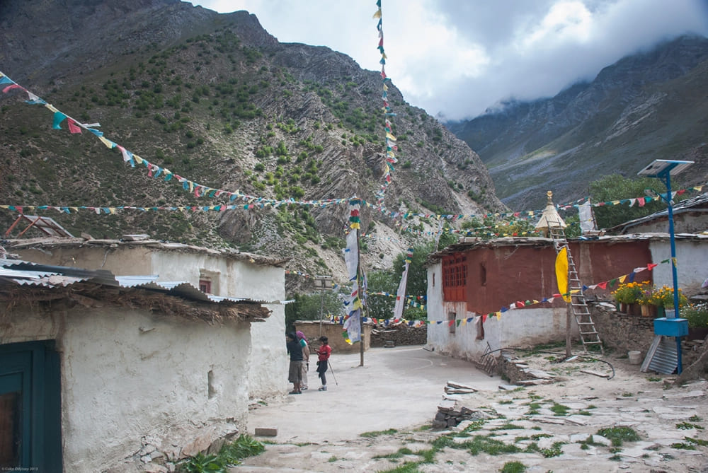 Courtyard of Rangrik Tungma monastery in Charang