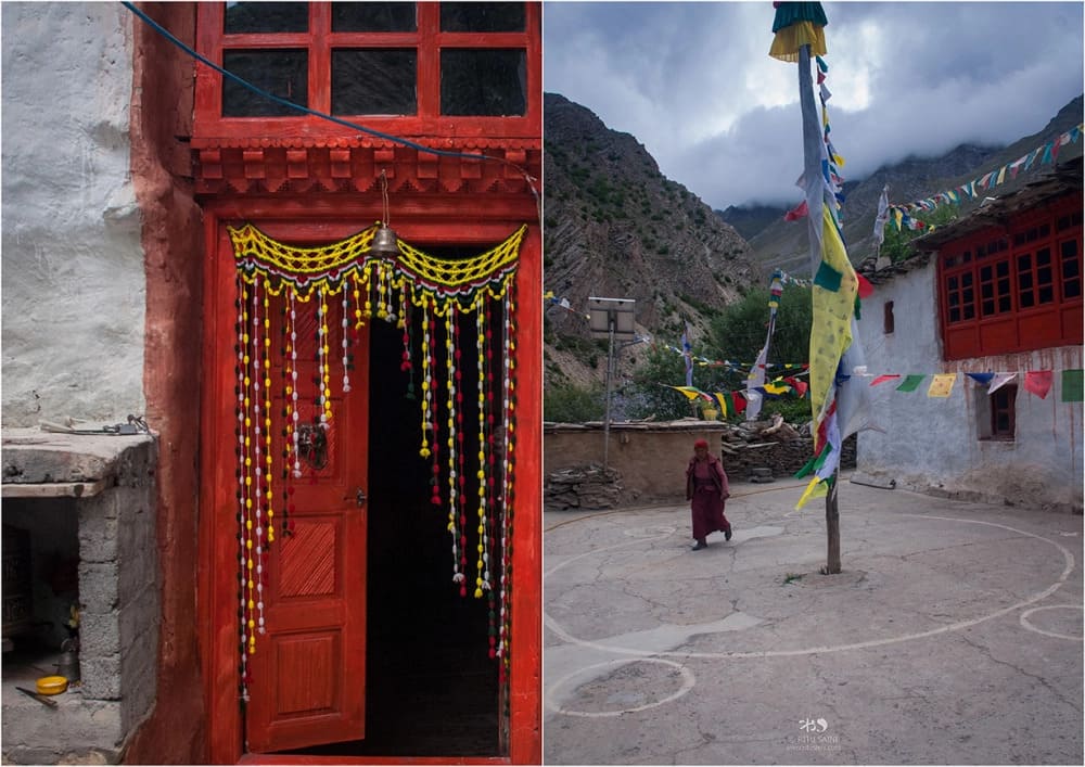 Charang monastery door and courtyard