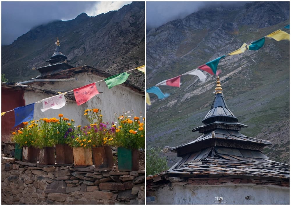 Roof of Charang Budhhist monastery