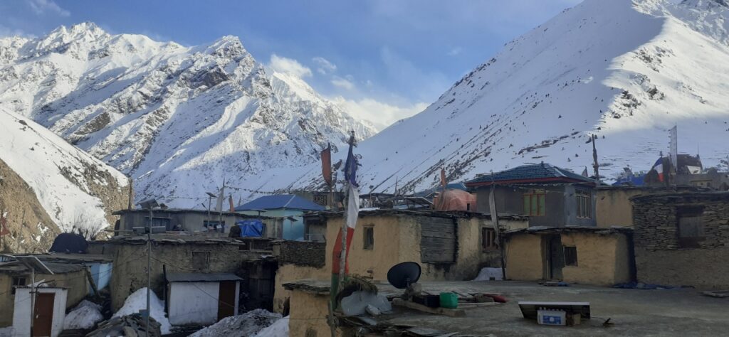 Snow-clad Charang village of Kinnaur