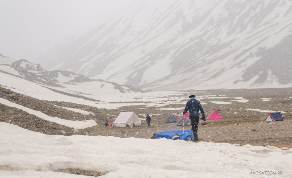 Utro Utro Niche!!!!!.....The actual trek begins from here. The poor visibility and weather follows us all the way till Kyarktoti for next 3 days. [Lamkhaga pass trek expedition 2015]