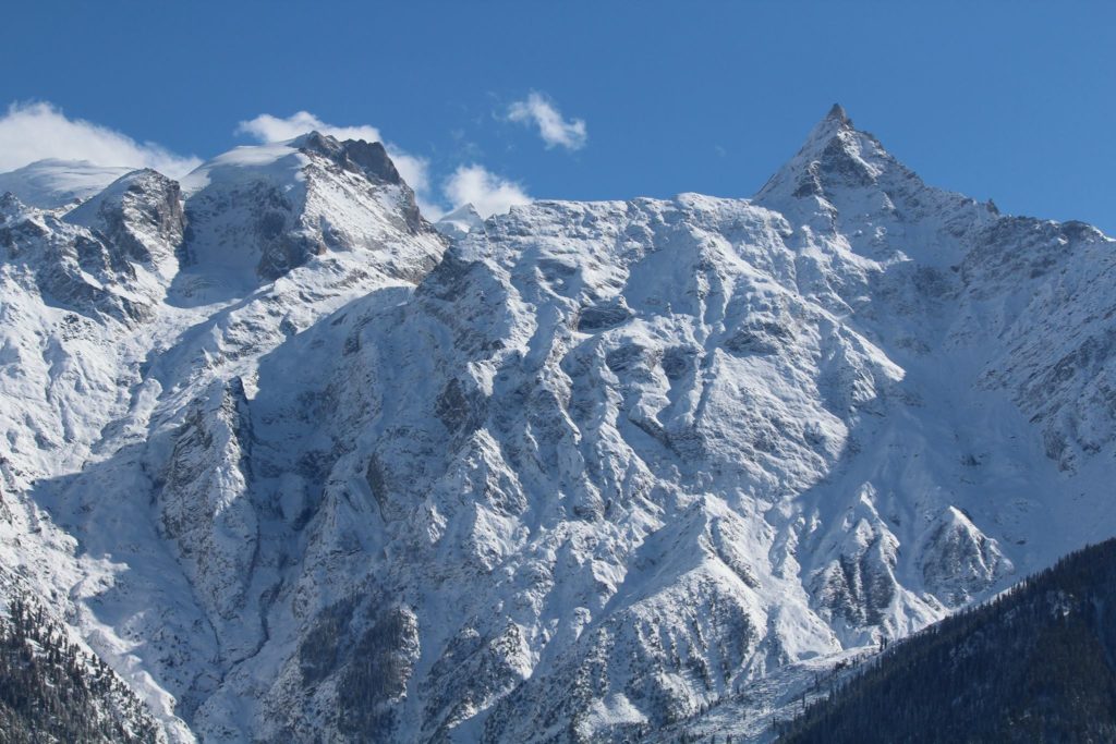 Snowy Raldang peak of Kinner - Kailash mountain range in Kinnaur