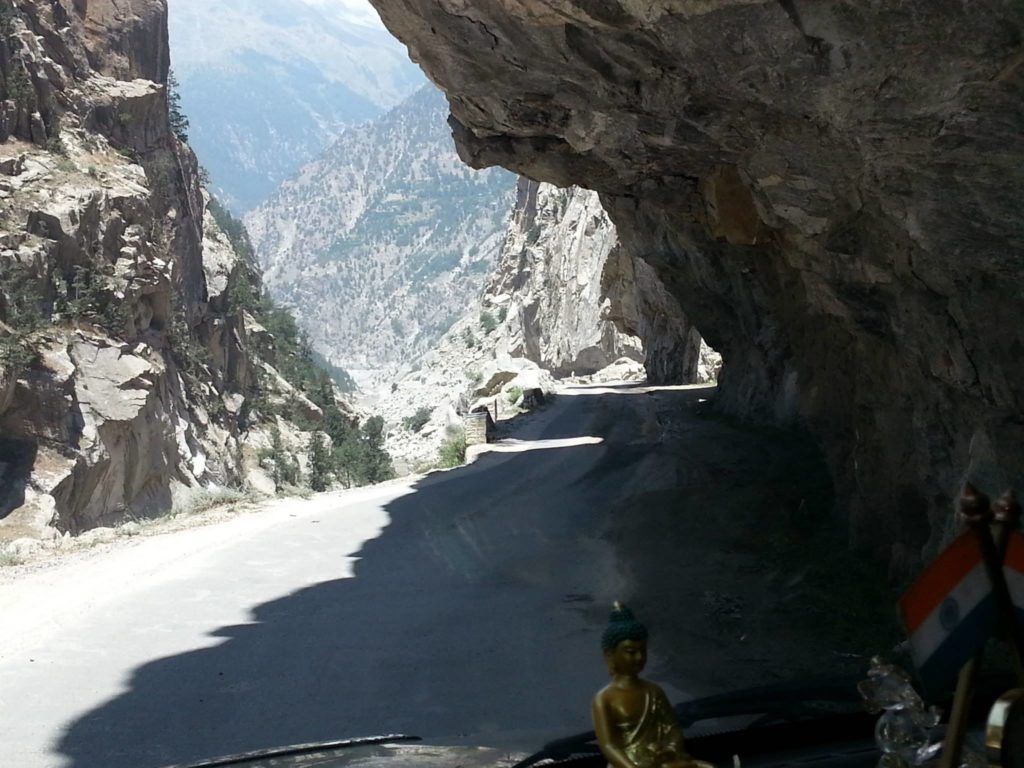 Rocky Extensions - A common occurance on Kinnaur highways . The unique geological formations