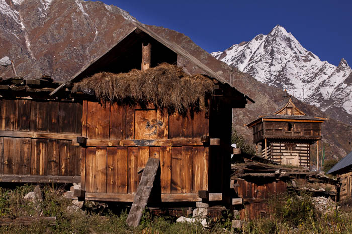 Wooden grain store of people of Chitkul. 