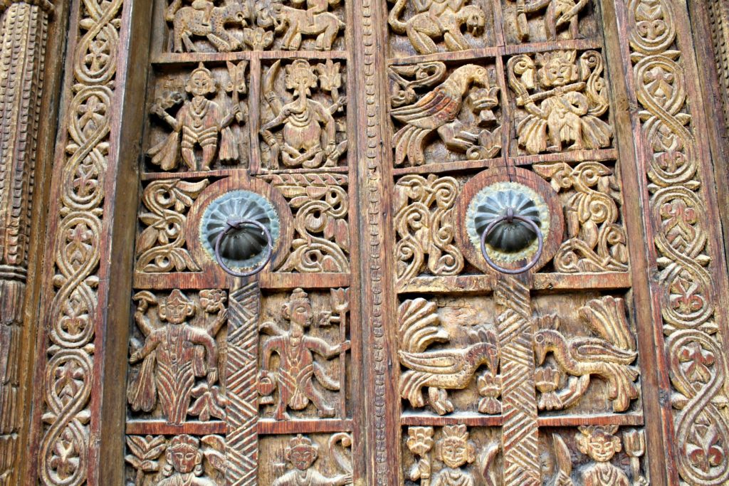 Intricate design on wooden door , Kamru fort complex , Baspa valley , Kinnaur
