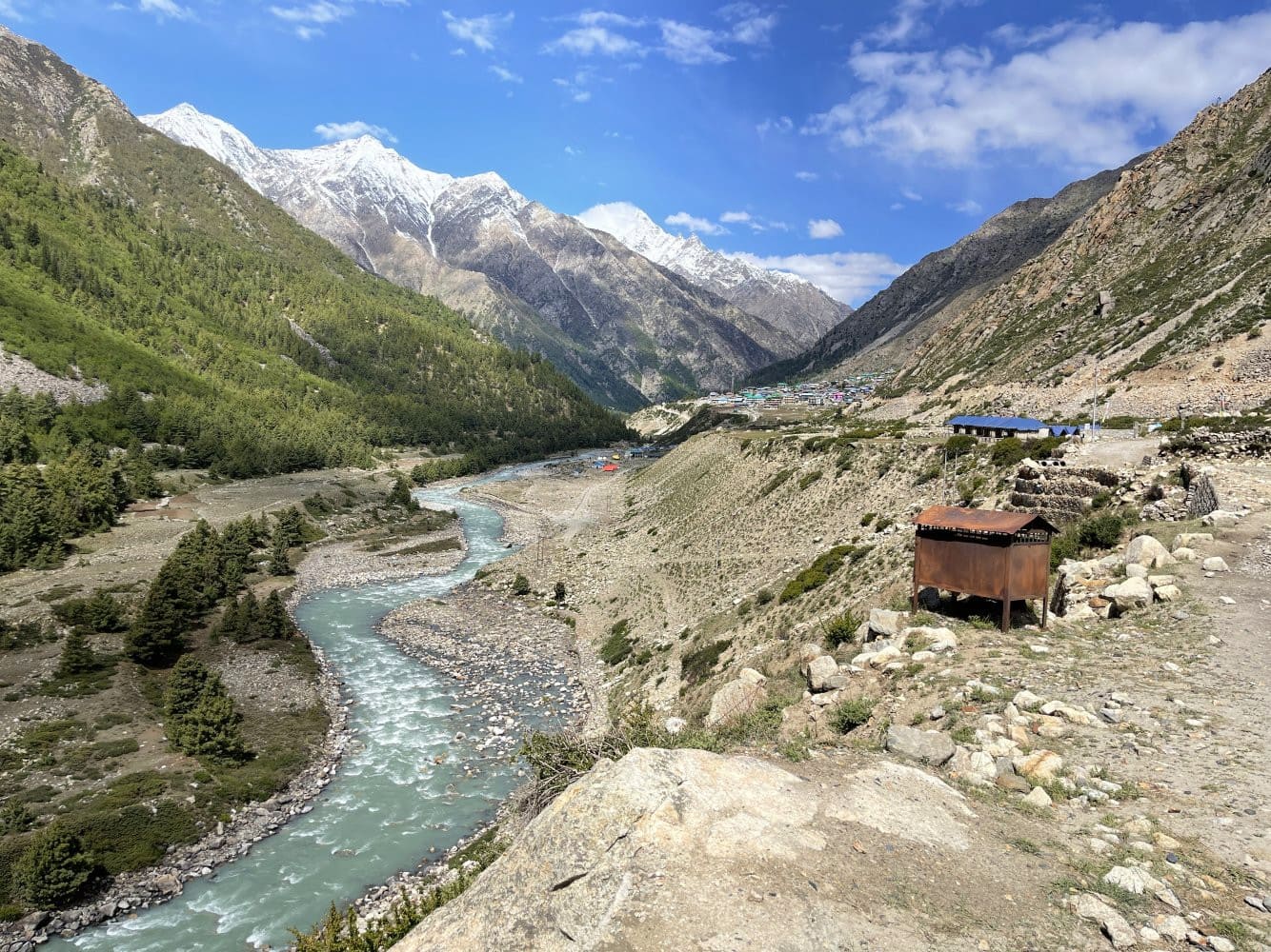 Baspa river flowing below Chitkul Village during late spring