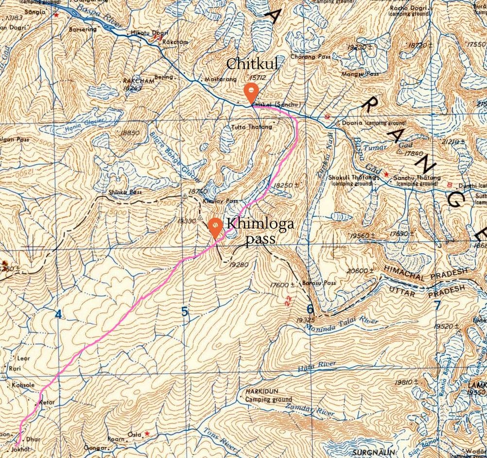 Khimloga pass map