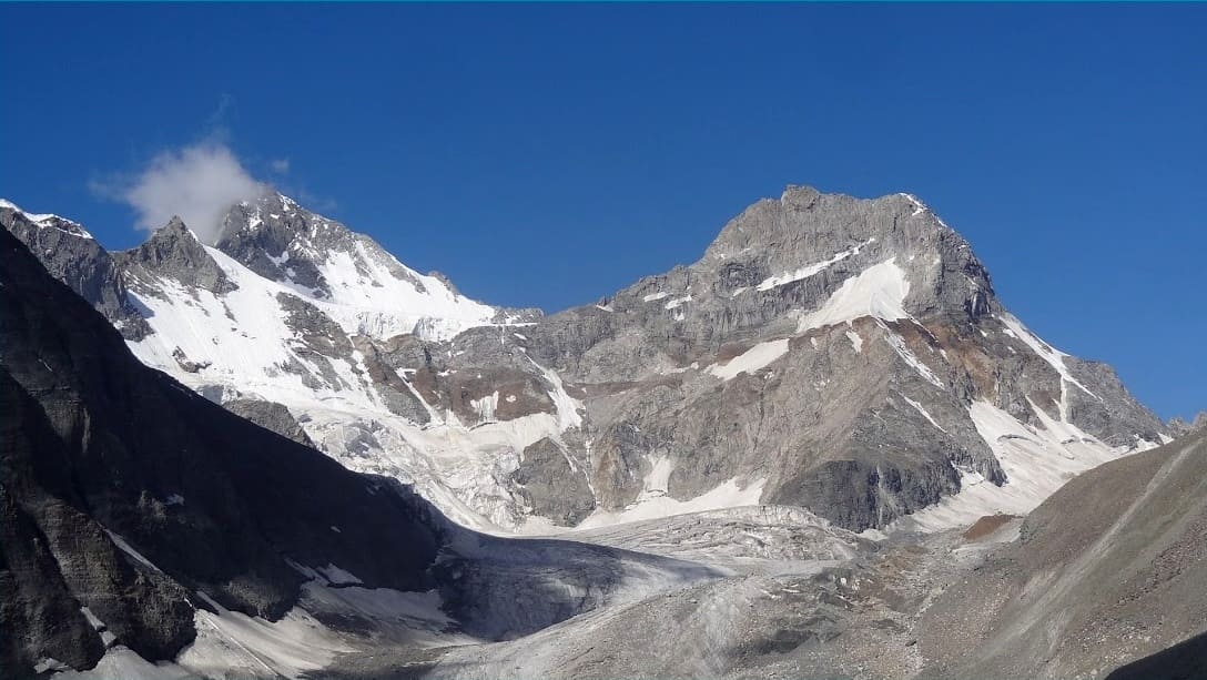 Mountain ridgeline separating Kinnaur from Garhwal region of Uttarakhand