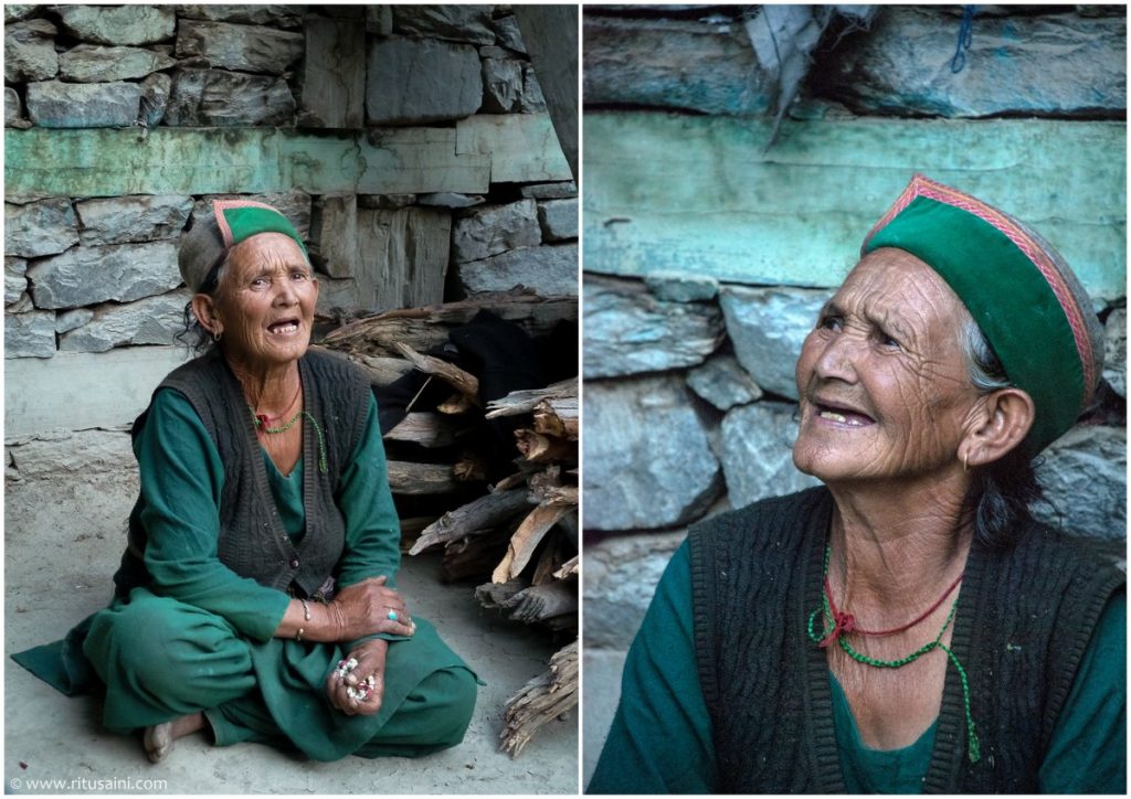 Old lady from Rushkalang village of kinnaur