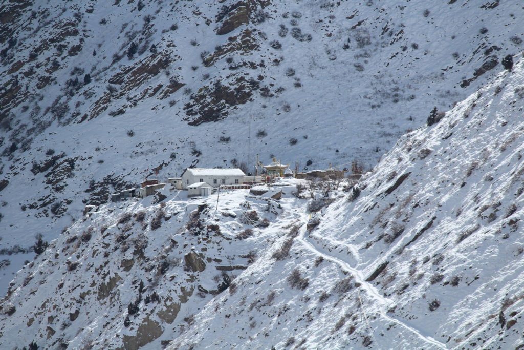 View of last ITBP check post and Rangrik Tungma monastery of Kinnaur