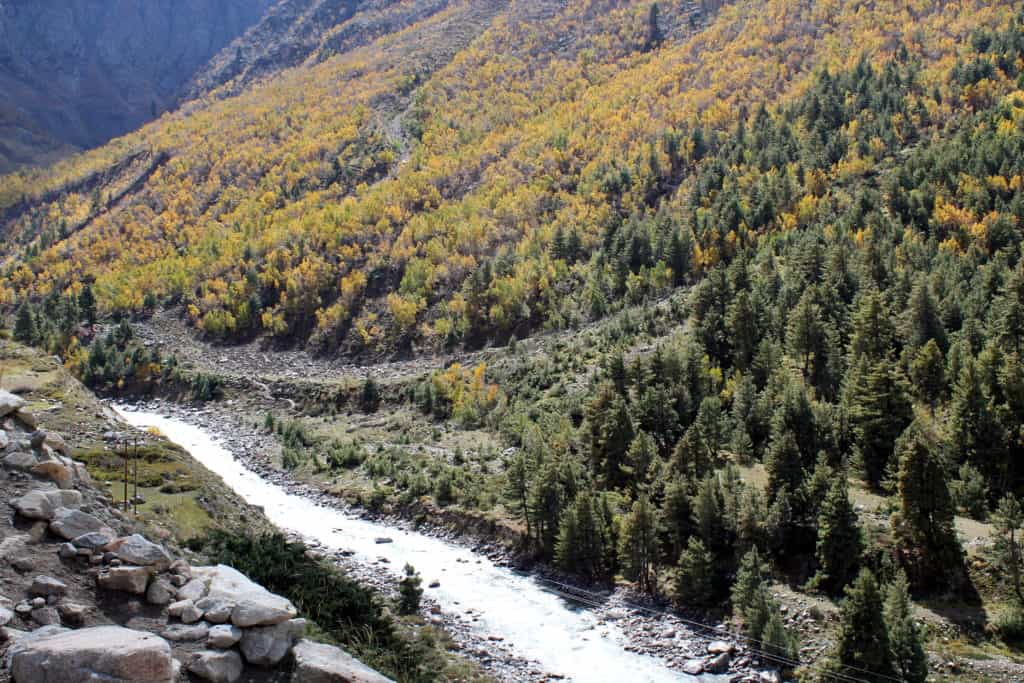 Autumn landscape of Baspa valley, Chitkul. Picture taken in the October month.