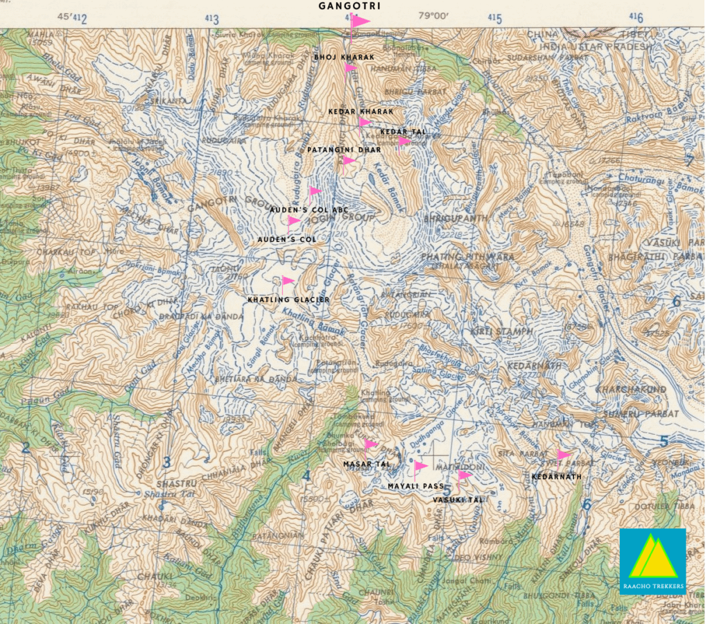 Auden's Col & Mayali pass trek route map