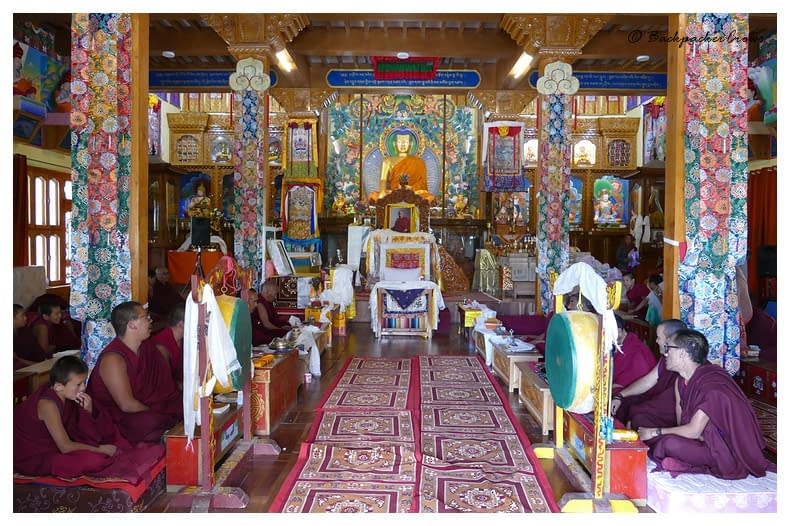 Monks praying inside new Tabo monastery