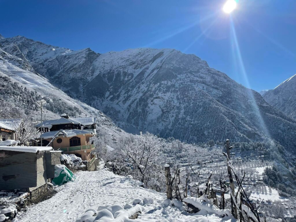 Snow-covered Thangi village