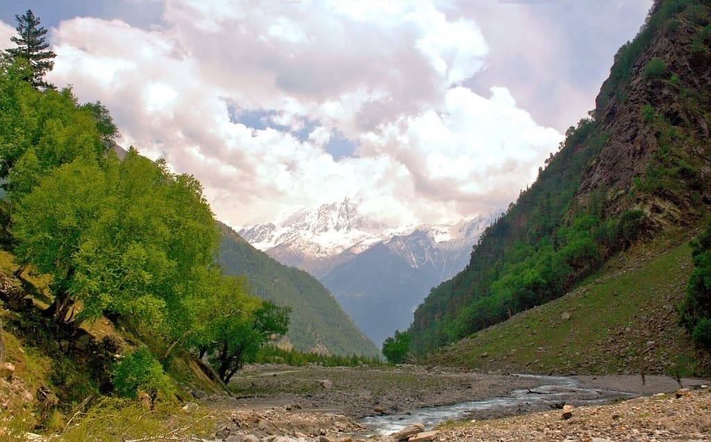 View of Harsil valley from lower Kyarkoti